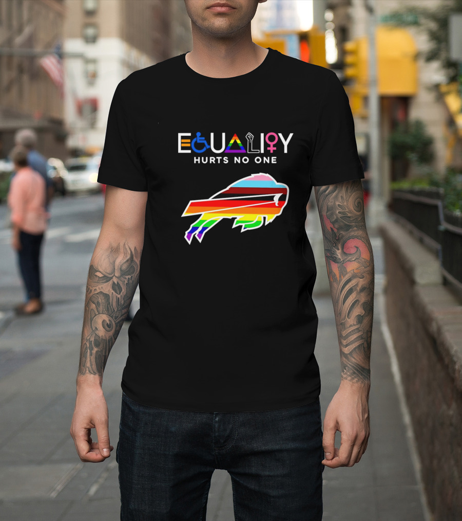 Buffalo Bills Equality Hurts No One Inclusivity Symbol With Rainbow Pride T-Shirt