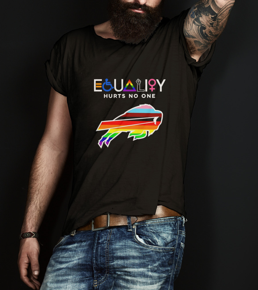 Buffalo Bills Equality Hurts No One Inclusivity Symbol With Rainbow Pride T-Shirt