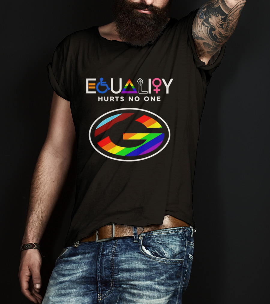EQUALITY HURTS NO ONE Green Bay Packers Rainbow T-Shirt