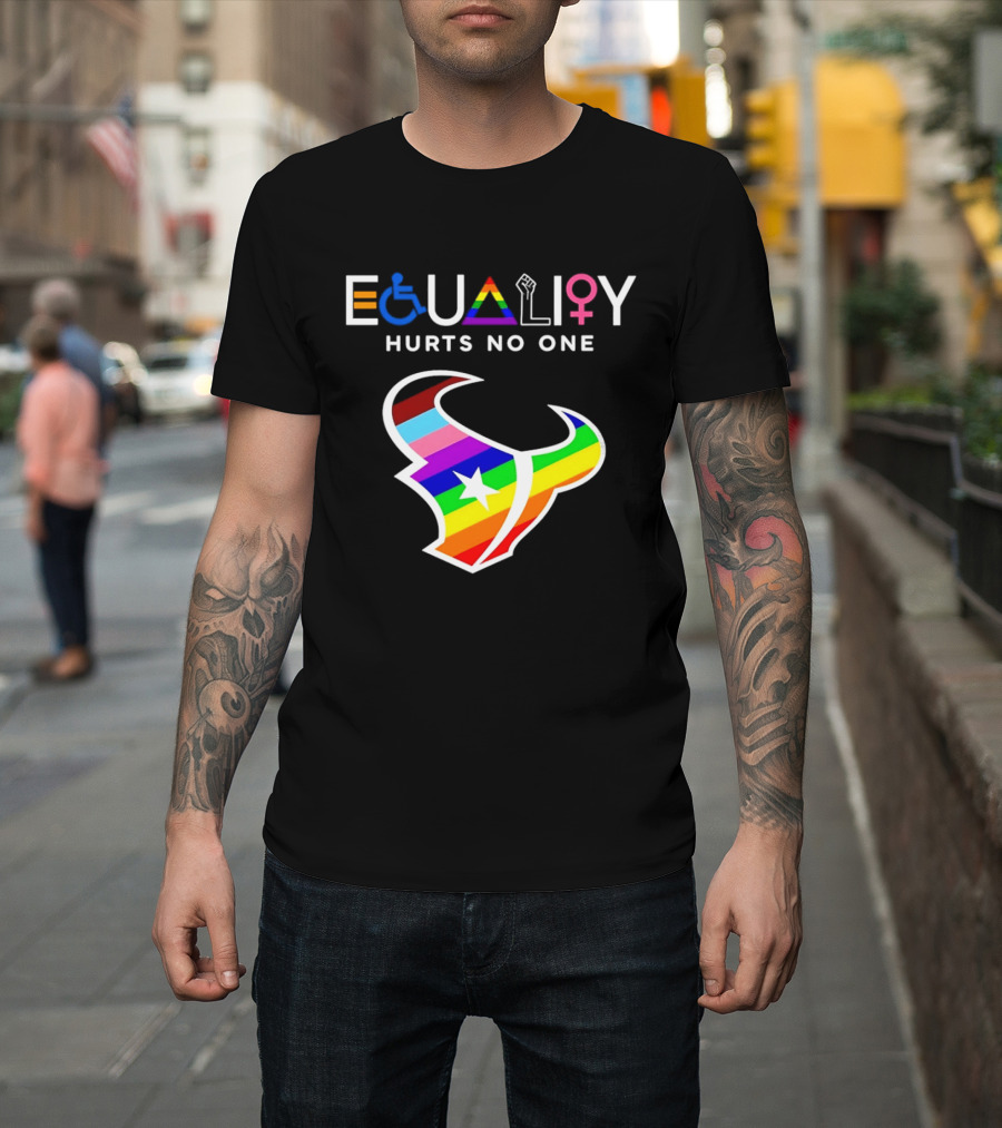 Houston Texans Equality Rainbow Logo Hurts No One T-Shirt