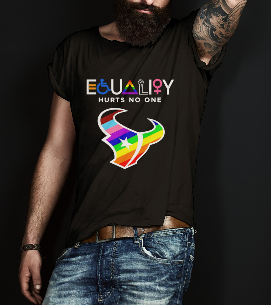 Houston Texans Equality Rainbow Logo Hurts No One T-Shirt