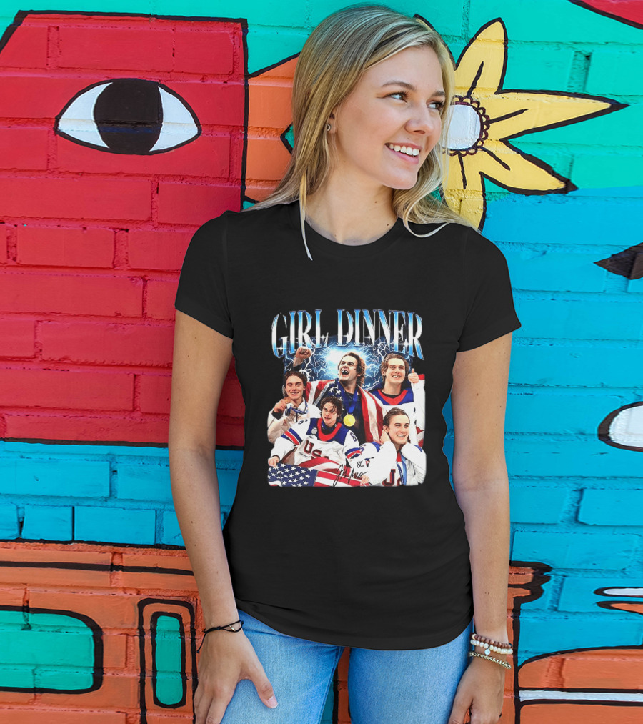 Girl Dinner Jack Hughes USA Hockey Team Celebration T-Shirt