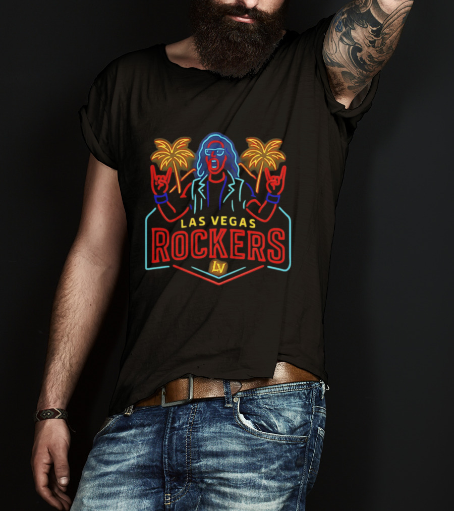 Las Vegas Rockers Neon Palm Trees Rockstar T-Shirt