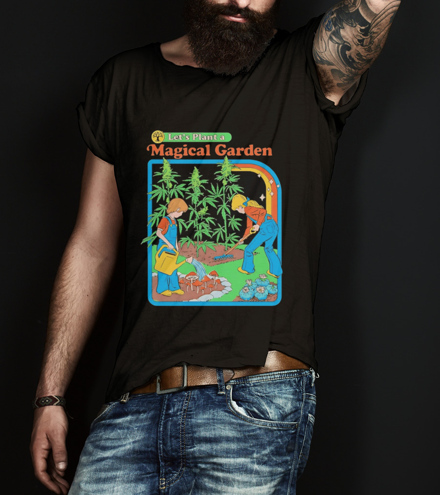 Let's Plant A Magical Garden Children Steven Rhodes Retro Gardening Adventure T-Shirt