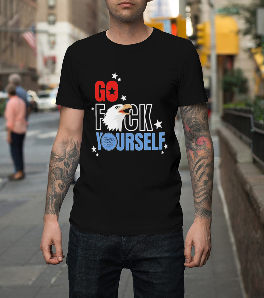 Jimmys Famous Seafood Go F Yourself Bald Eagle Stars T-Shirt