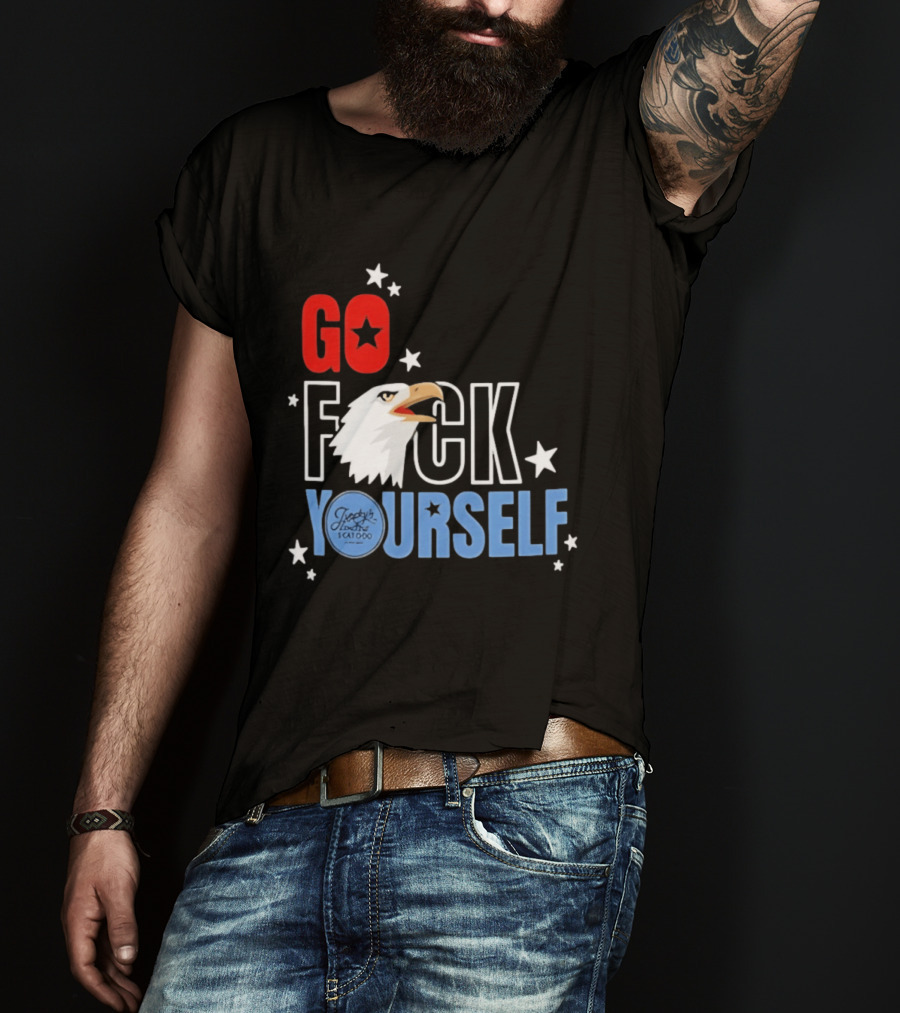 Jimmys Famous Seafood Go F Yourself Bald Eagle Stars T-Shirt