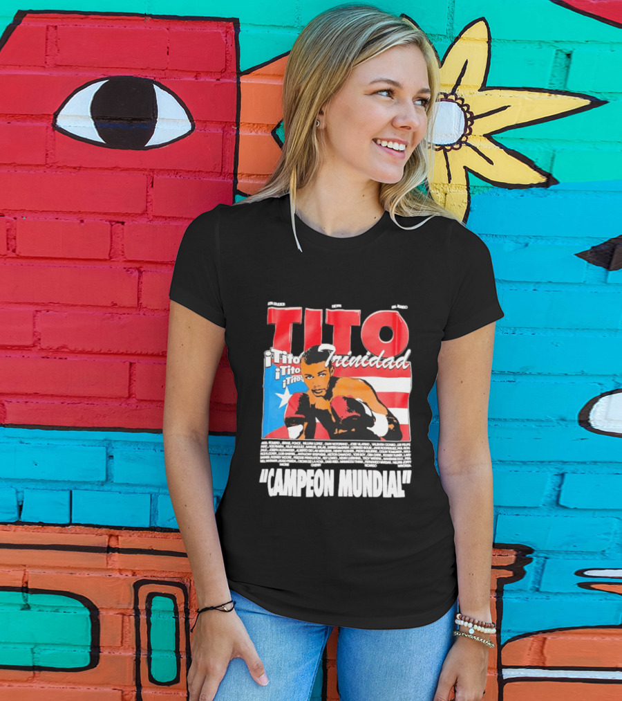 Tito Trinidad Campeon Mundial Puerto Rican Flag Boxing Legend T-Shirt