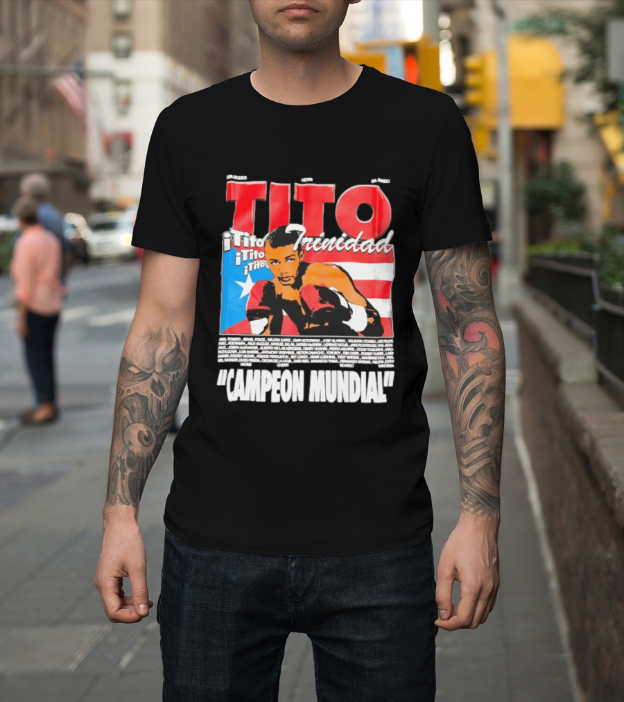 Tito Trinidad Campeon Mundial Puerto Rican Flag Boxing Legend T-Shirt