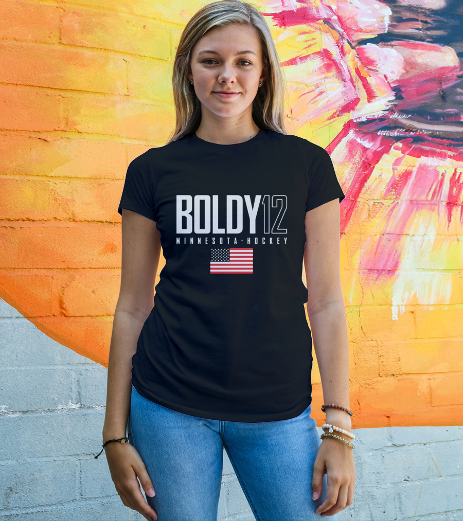 BOLDY 12 Minnesota Hockey USA Flag T-Shirt