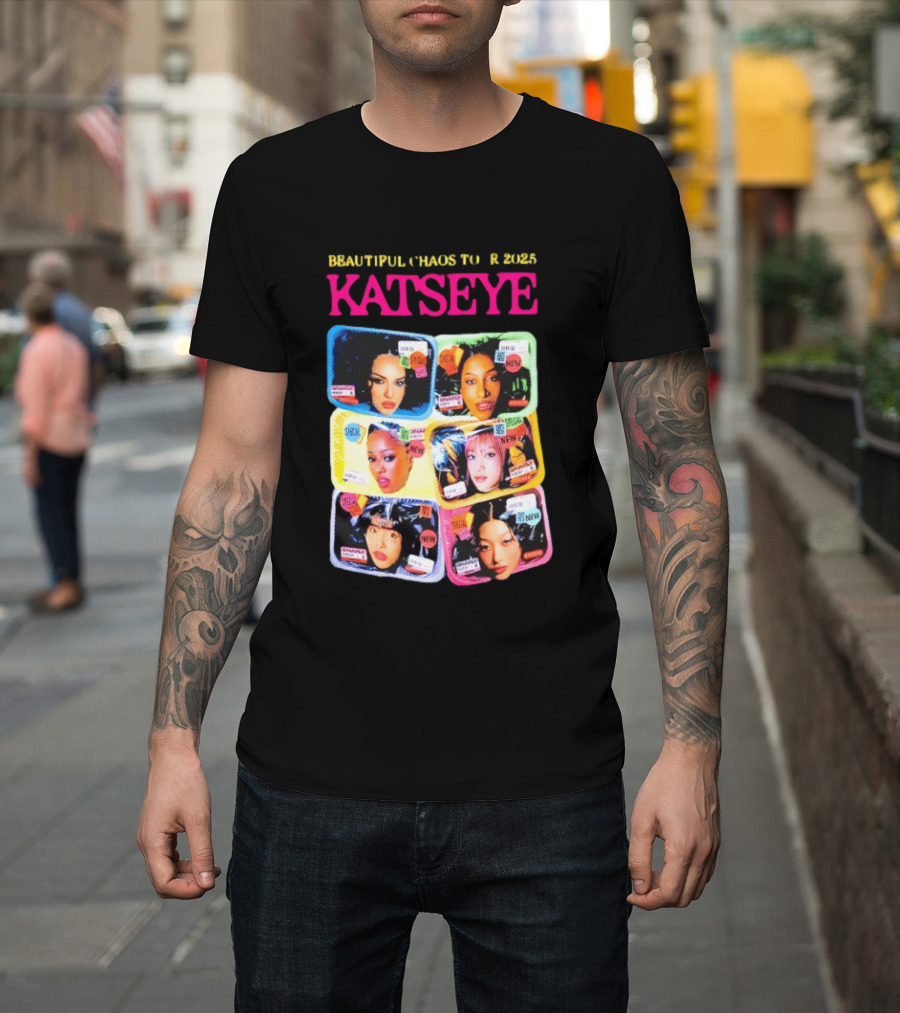 Beautiful Chaos Tour 2025 Katseye Selfie Expressive Portraits 90s Pop T-Shirt