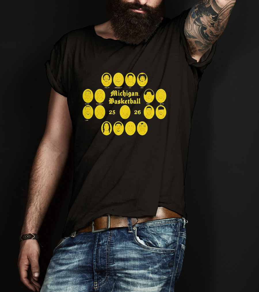 Michigan Basketball 25 26 Roster Featuring College Team Players T-Shirt
