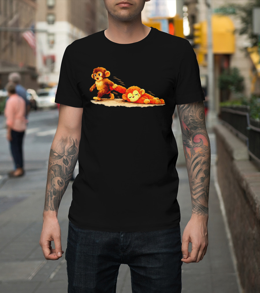 Monkey Baby Pulling Sleeping Monkey Meme T-Shirt