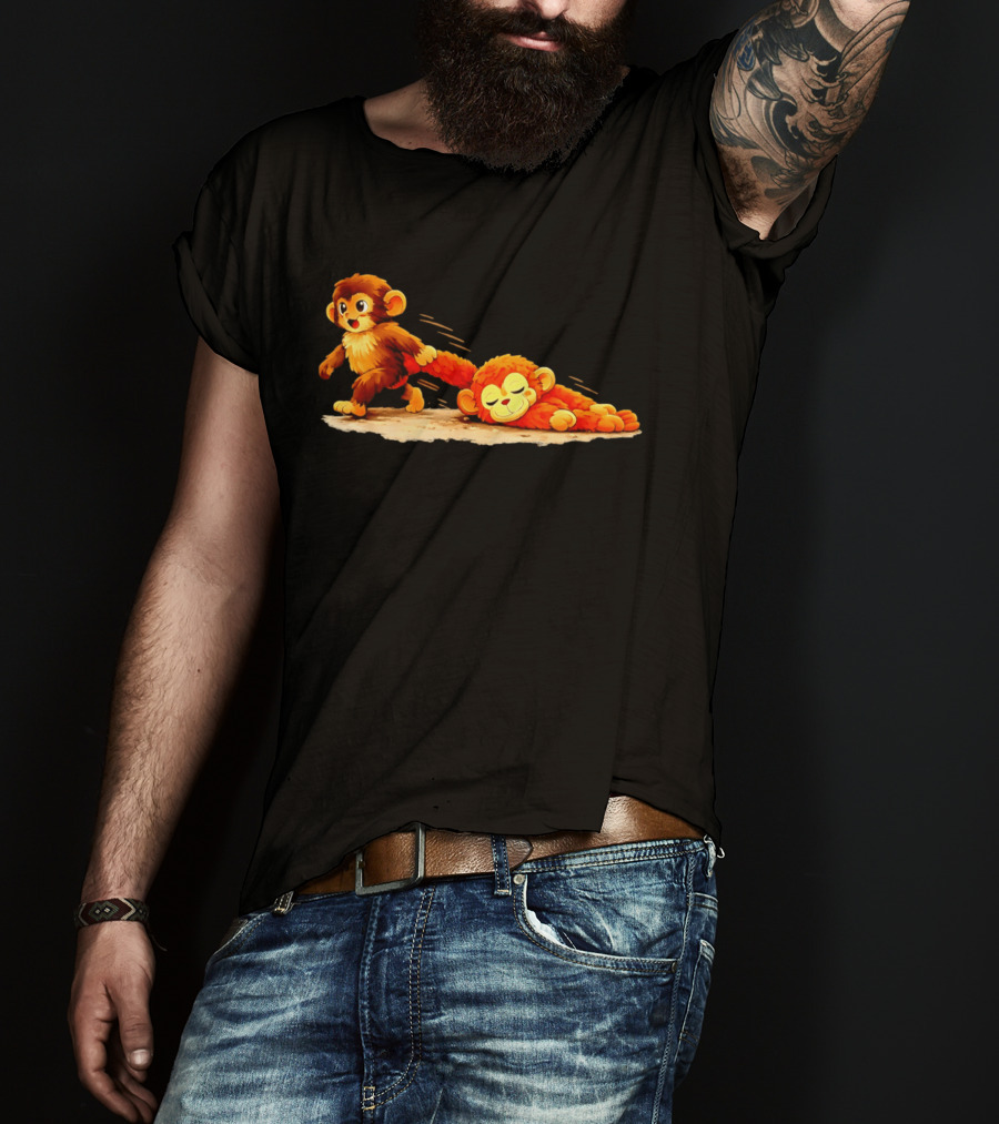 Monkey Baby Pulling Sleeping Monkey Meme T-Shirt