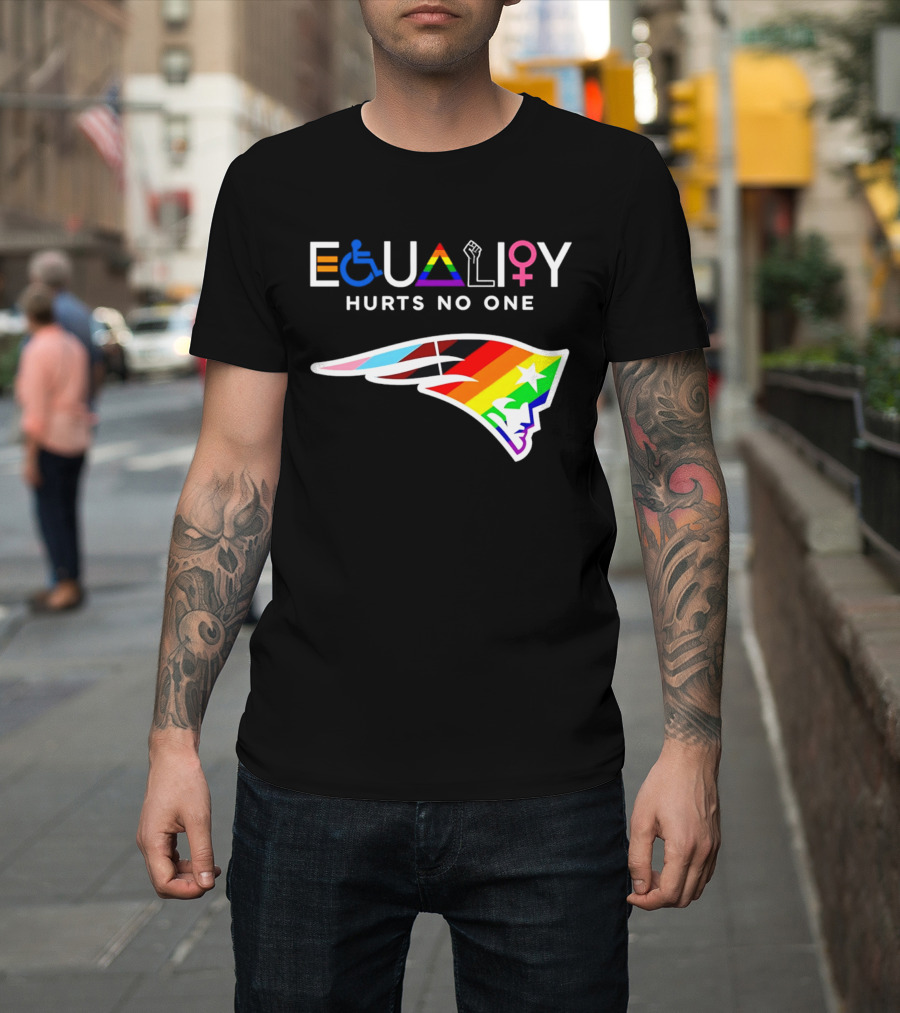 New England Patriots Equality Hurts No One Inclusive Pride Logos T-Shirt