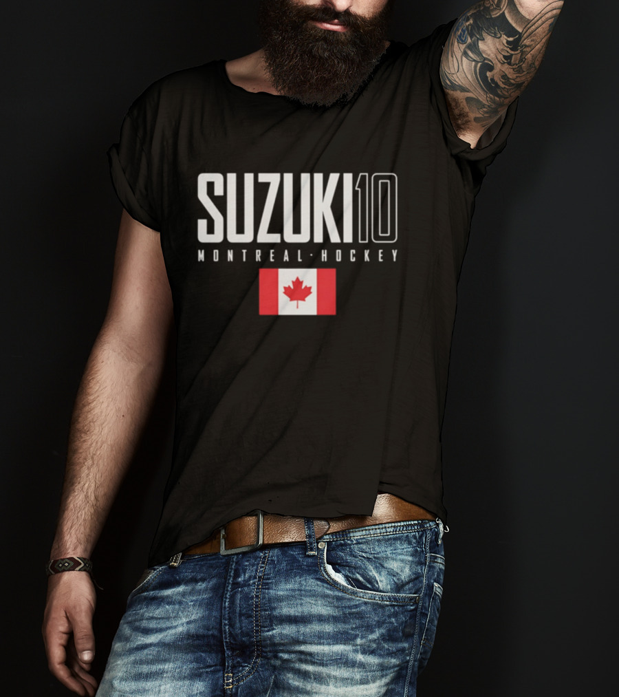 Montreal Hockey Suzuki 10 Canada Flag T-Shirt