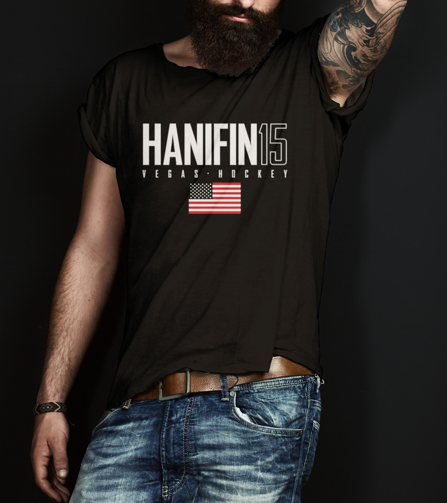 Hanifin 15 Vegas Hockey USA Flag T-Shirt