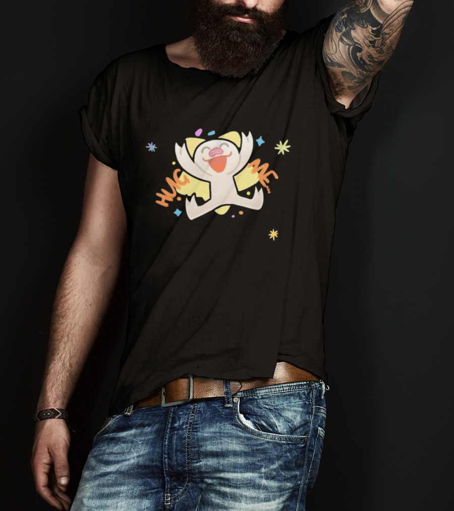 Shovda Hug Me Cute Cartoon Pig With Colorful Stars And Burst T-Shirt