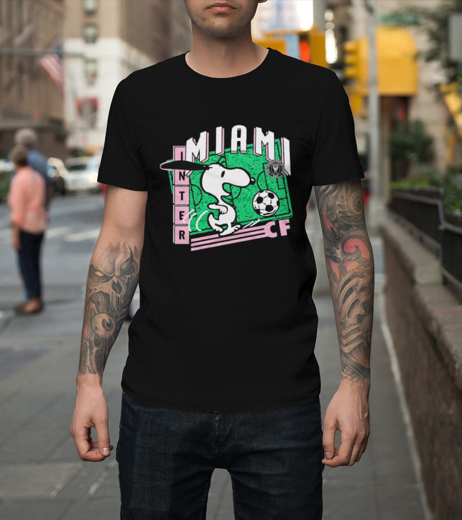 Inter Miami CF Snoopy Soccer Peanuts Collaboration T-Shirt