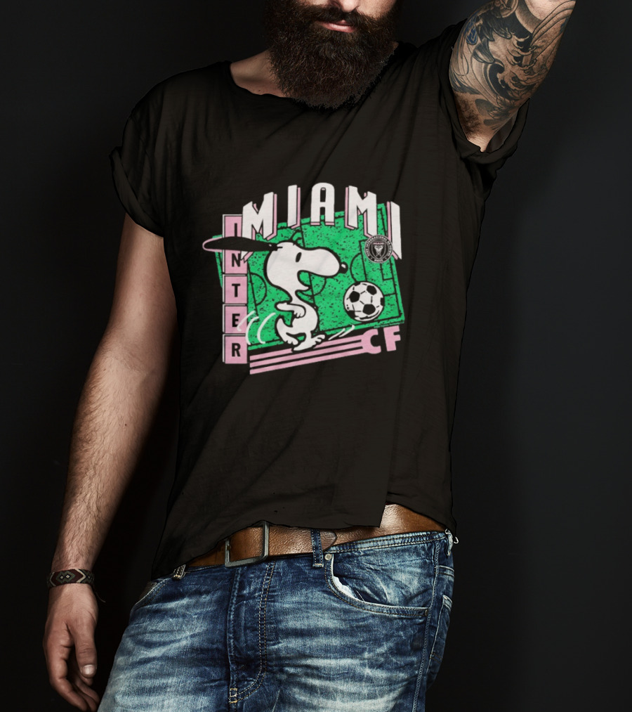 Inter Miami CF Snoopy Soccer Peanuts Collaboration T-Shirt