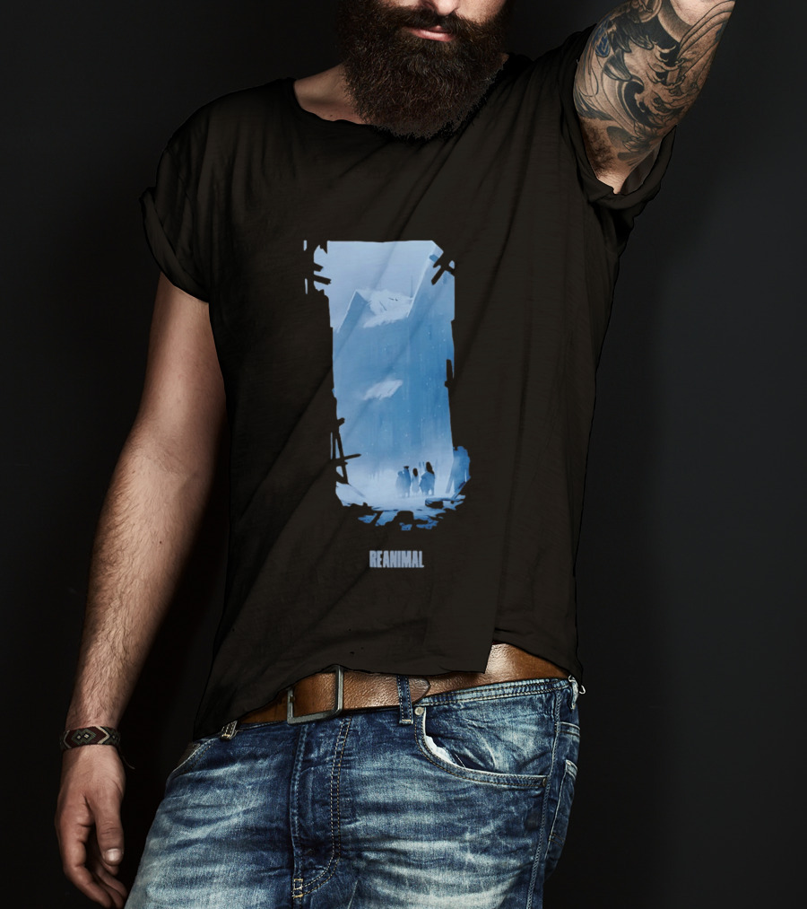 Reanimal Gate Snowy Mountain Scene With Penguins T-Shirt
