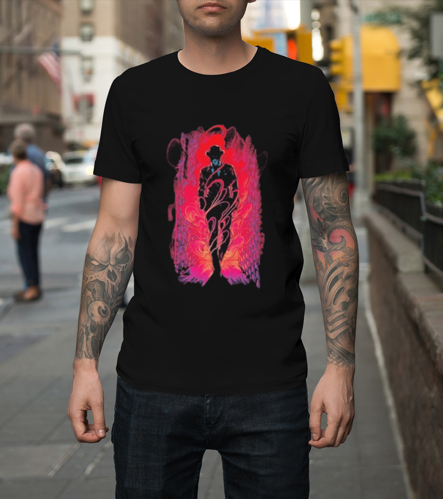 SmallAnt Alleyway Vibrant Silhouette With Swirling Neon T-Shirt