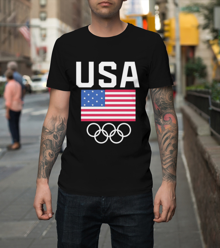 USA Flag Olympic Rings Team USA T-Shirt