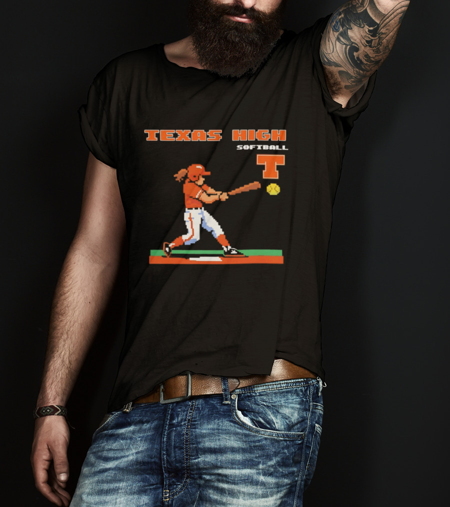 Texas High Softball Player Pixel Art T T-Shirt