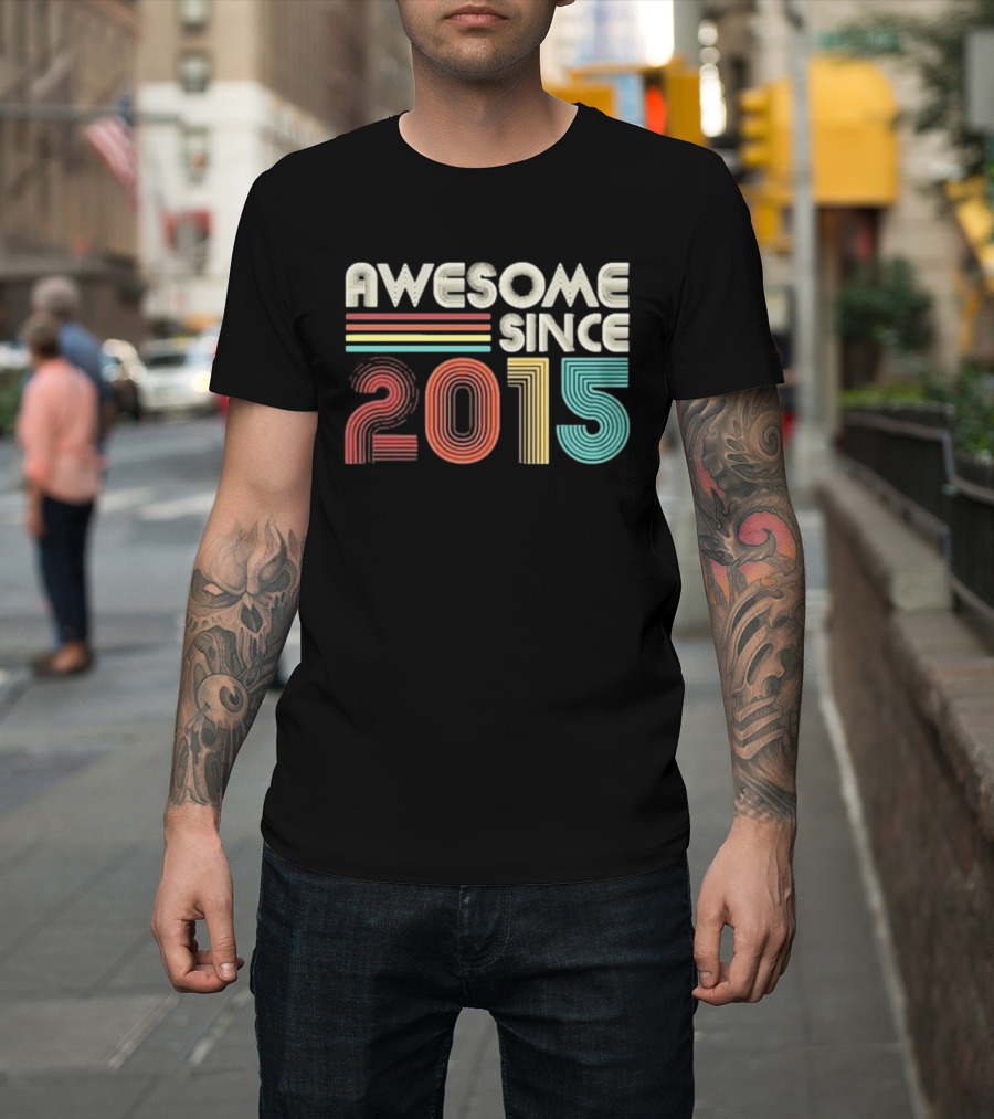 Awesome Since 2015 Retro Stripes T-Shirt