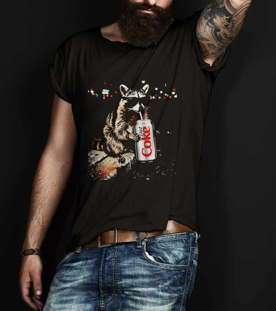 Three Raccoons Holding Diet Coke Can T-Shirt