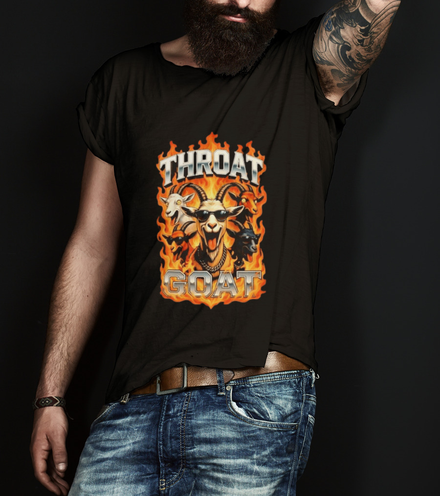 THROAT GOAT Fire And Flame Adult Humor Comedy T-Shirt