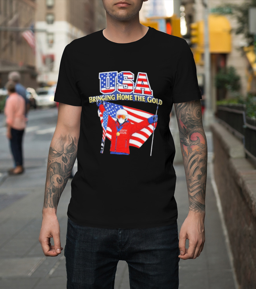 USA Bringing Home The Gold Winter 2026 Skiing Champion T-Shirt