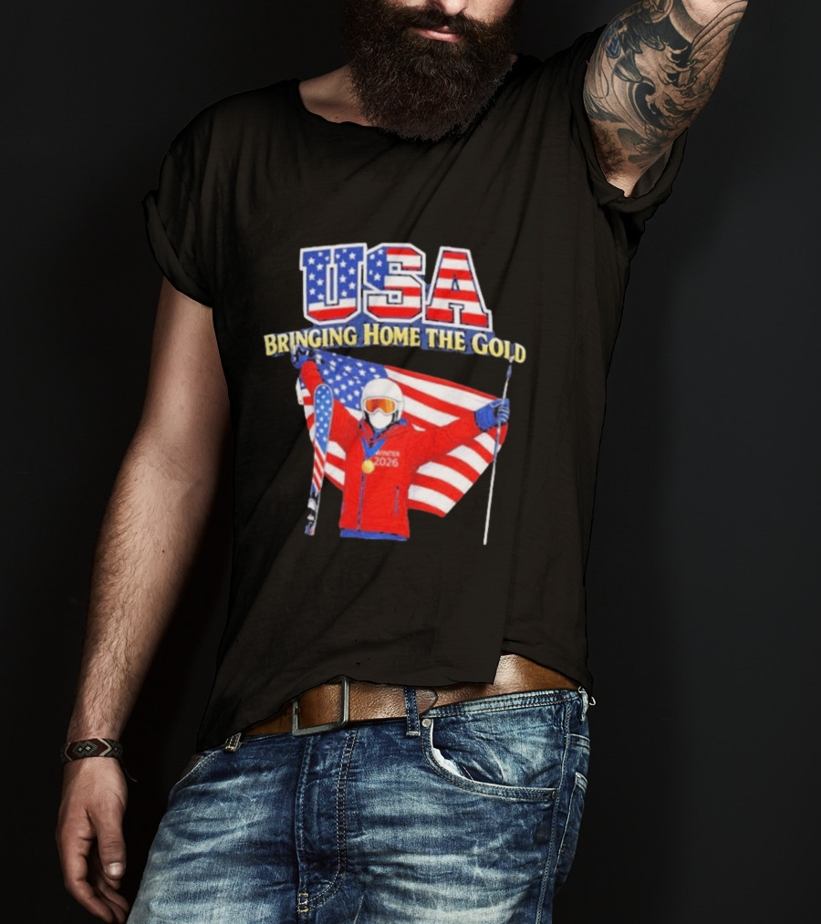 USA Bringing Home The Gold Winter 2026 Skiing Champion T-Shirt