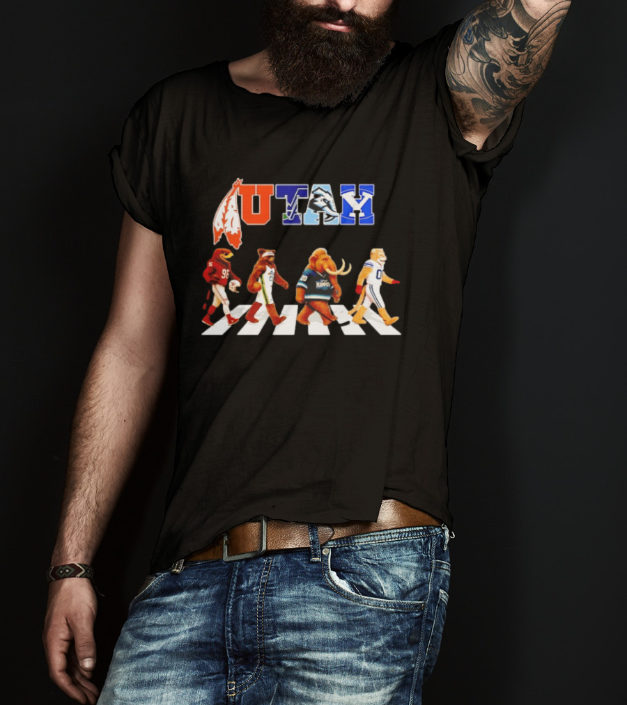 Utah Utes Mammoth Evolution Road Basketball Football Mascots T-Shirt