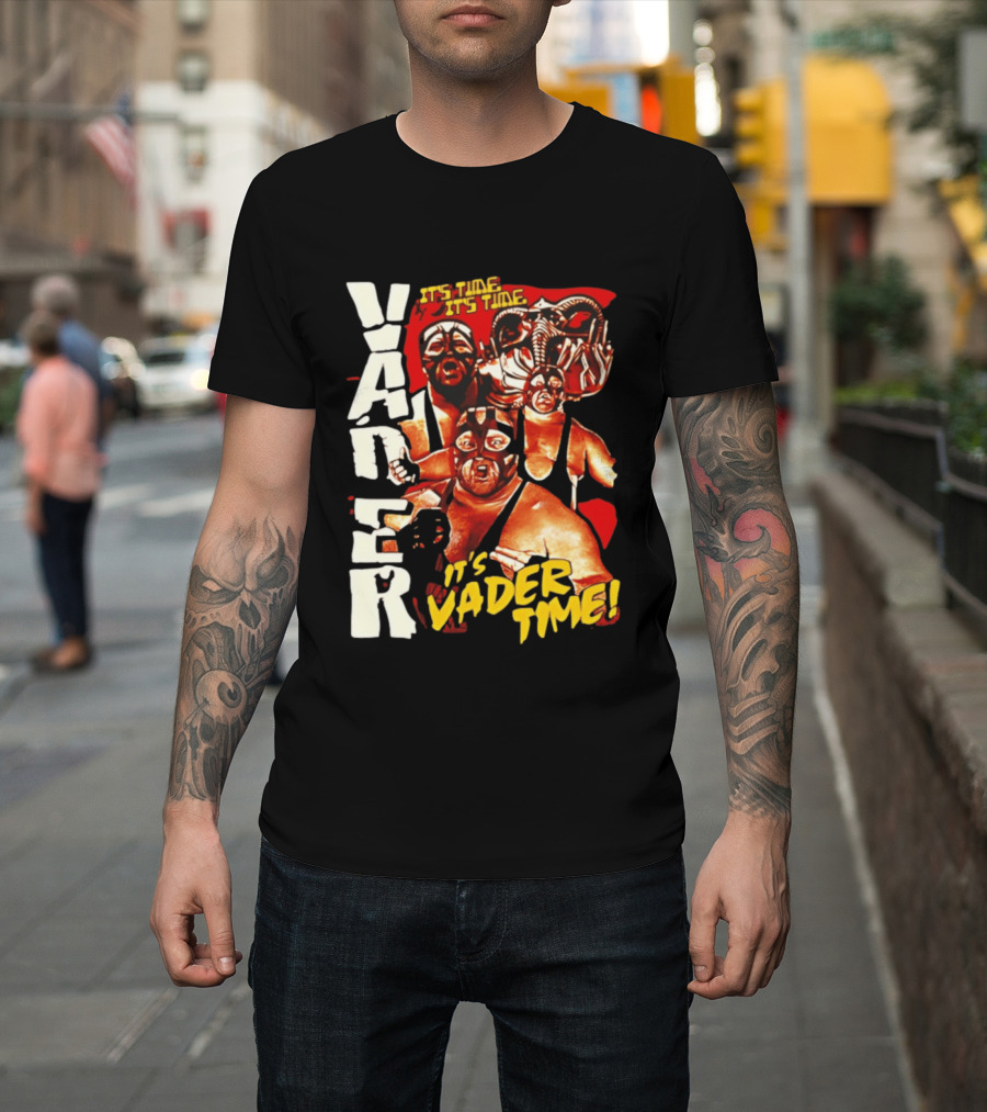 Vader It's Vader Time It's Time Wrestling Mask Collage T-Shirt