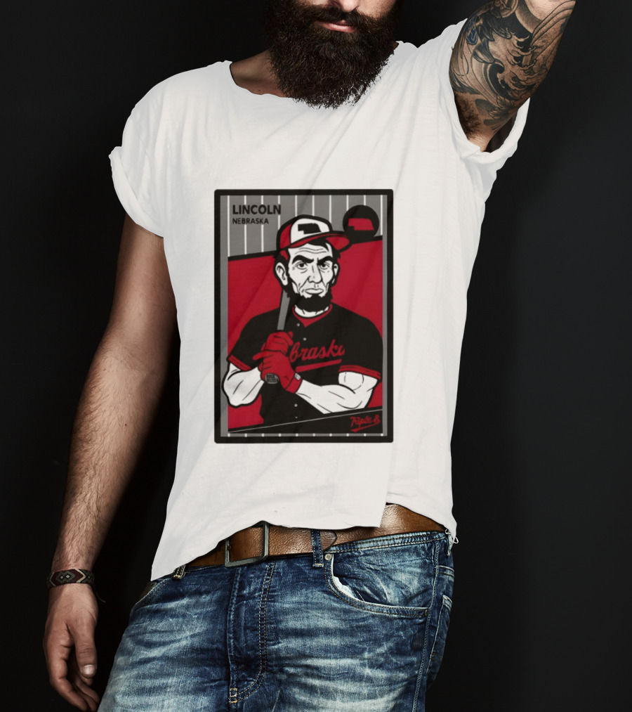 Lincoln Nebraska Cornhuskers Baseball Card Triple B T-Shirt