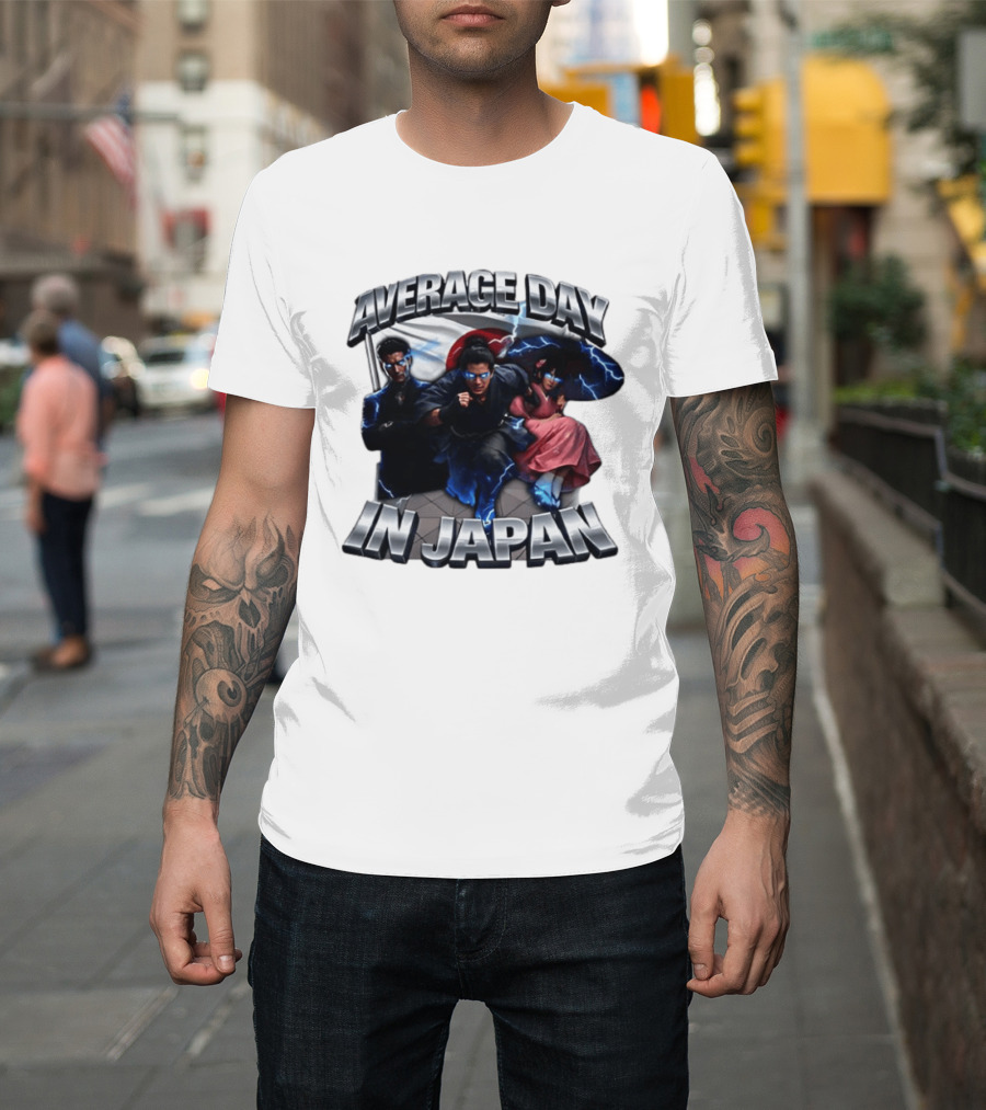 Average Day In Japan Superhero Action Adventure With Lightning Effects T-Shirt