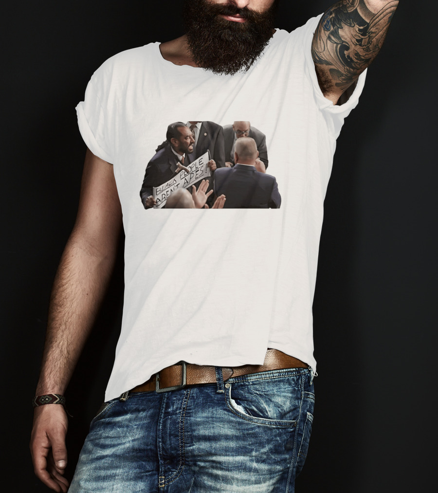 Black People Aren't Apes Protest Sign In Political Debate Scene T-Shirt