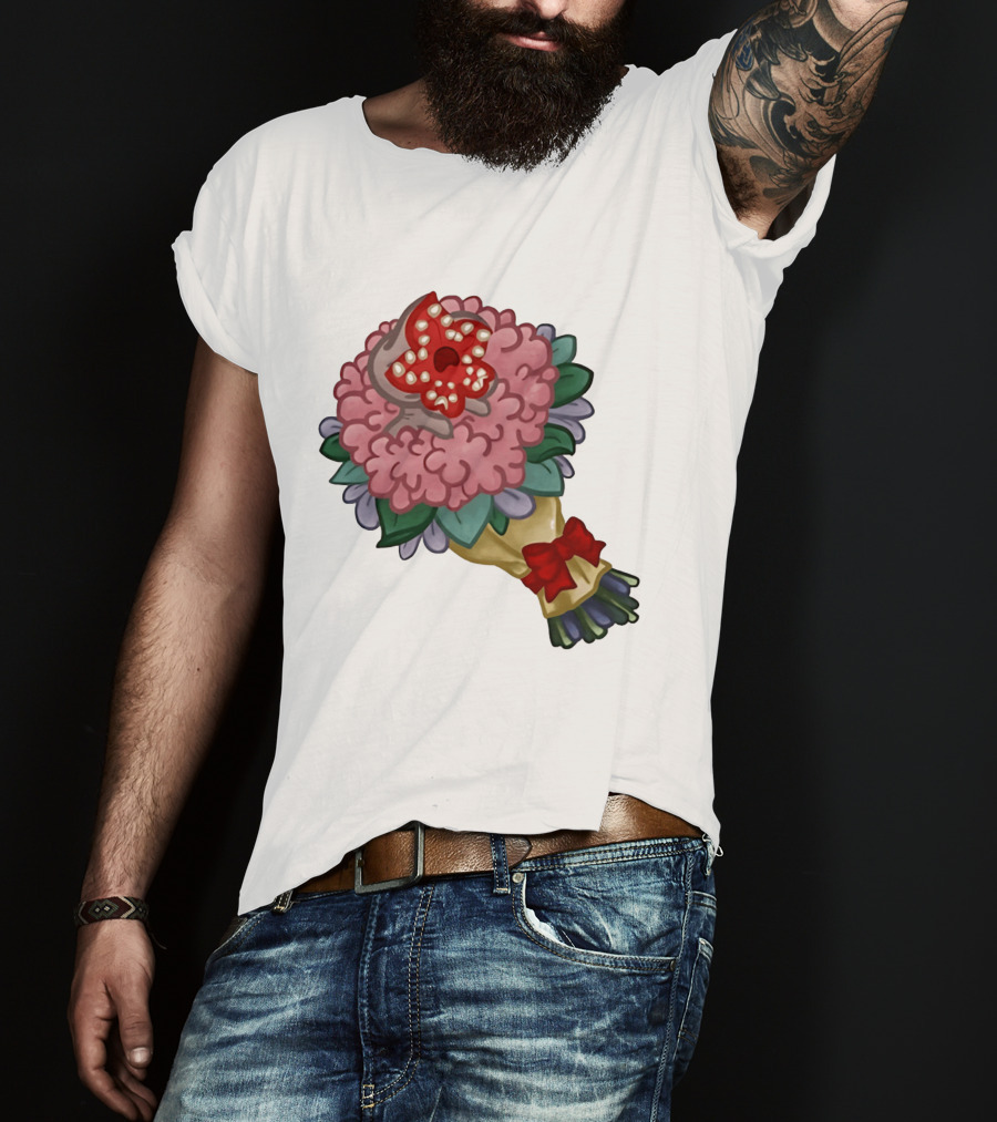 Demodog Valentine Bouquet Flowers Stranger Things Horror T-Shirt