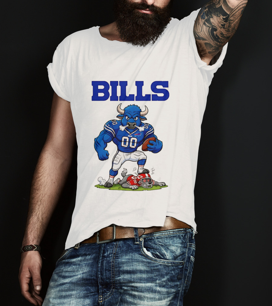 Buffalo Bills Mascot Defeats Kansas City Chiefs Rivalry NFL Football T-Shirt
