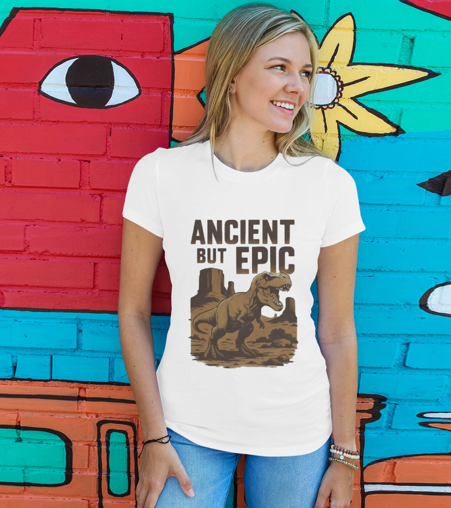 T. Rex Dinosaur Ancient But Epic Desert Scene T-Shirt