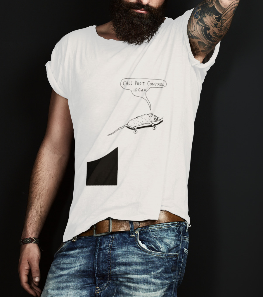 Call Pest Control IDGAF Rat On Skateboard T-Shirt