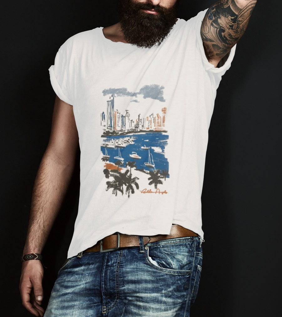 Golden Angels The Bay Yacht Club Scenic Skyline Waterfront T-Shirt
