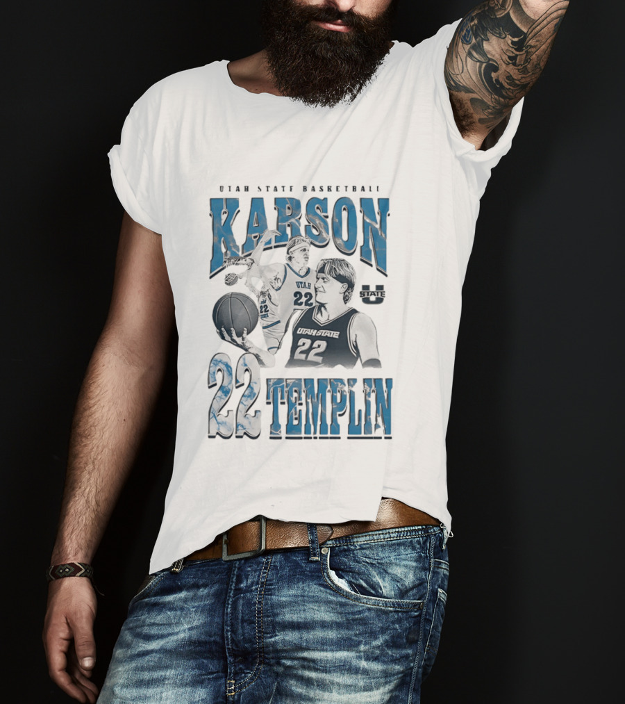 Utah State Basketball Karson Templin 22 Utah State Aggies T-Shirt