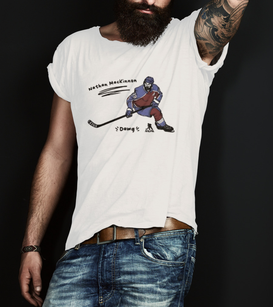 Nathan MacKinnon Colorado Avalanche Dawg Skating Cartoon T-Shirt