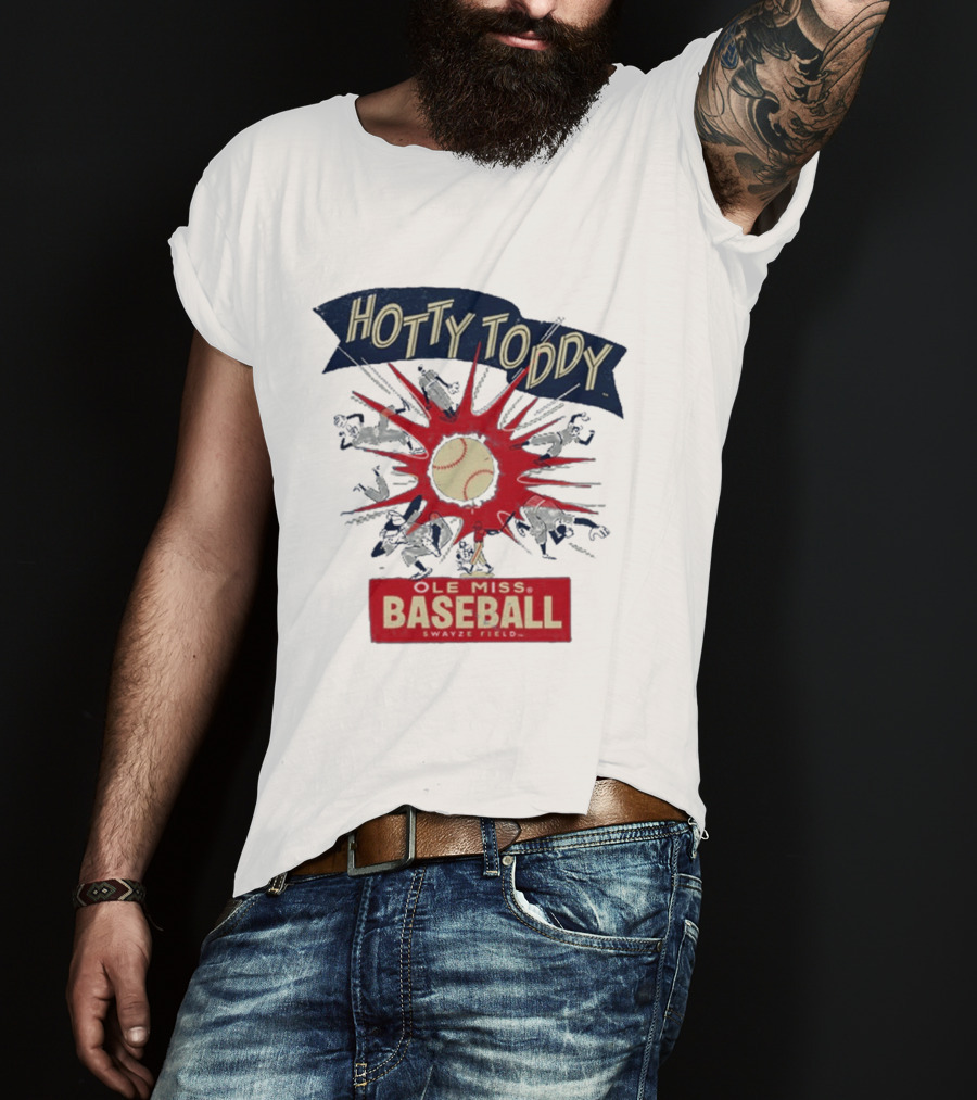 Ole Miss Baseball Hotty Toddy Strike Players And Ball Action T-Shirt