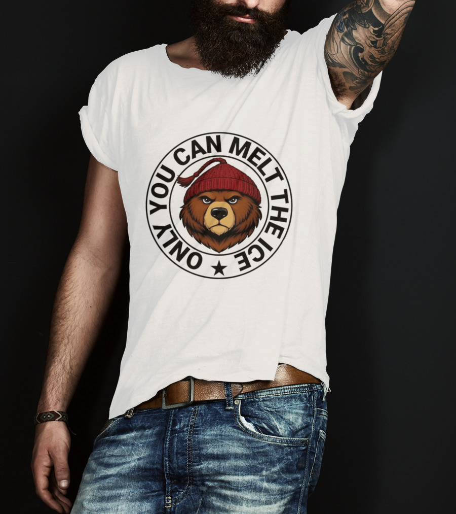 Only You Can Melt The Ice Bear Face Red Beanie T-Shirt