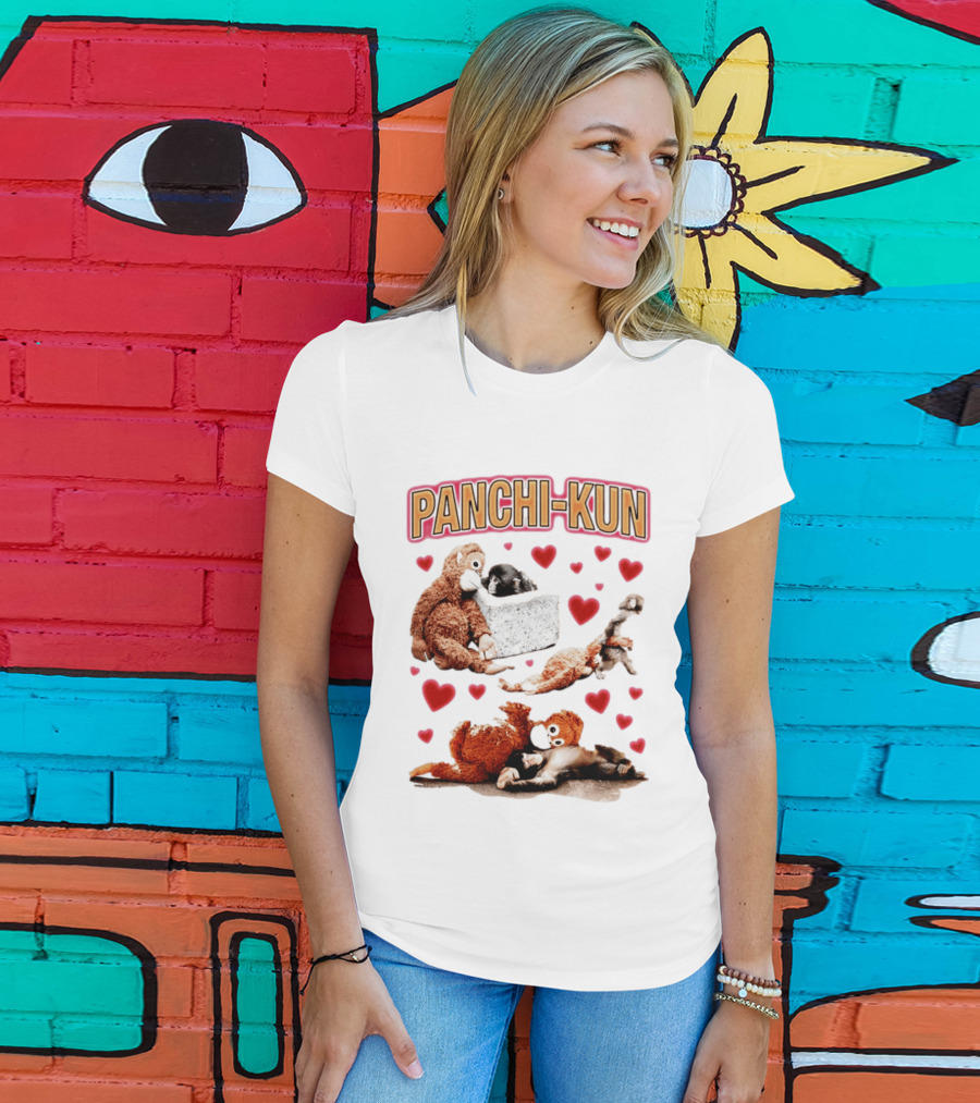 Panchi Kun Monkey Plush Love Hearts T-Shirt