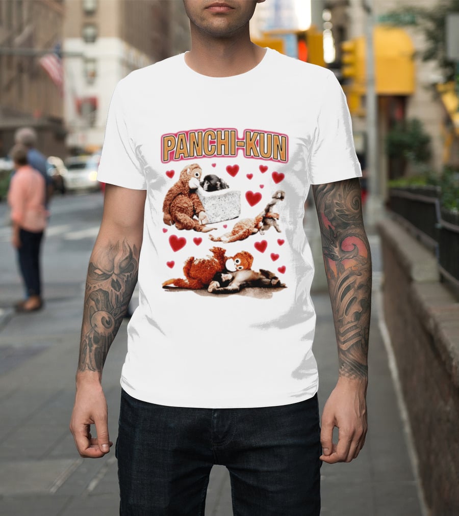 Panchi Kun Monkey Plush Love Hearts T-Shirt
