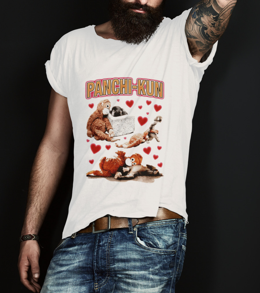 Panchi Kun Monkey Plush Love Hearts T-Shirt