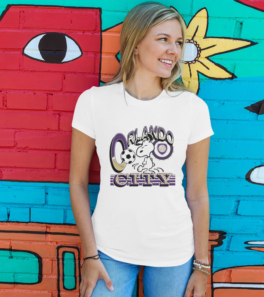 Peanuts Snoopy Orlando City Soccerball Logo Cartoon Collaboration T-Shirt